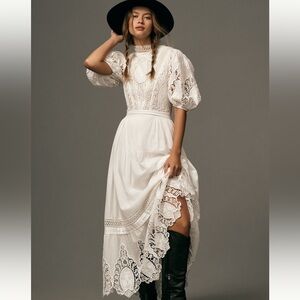 Anthro White Lace Maxi